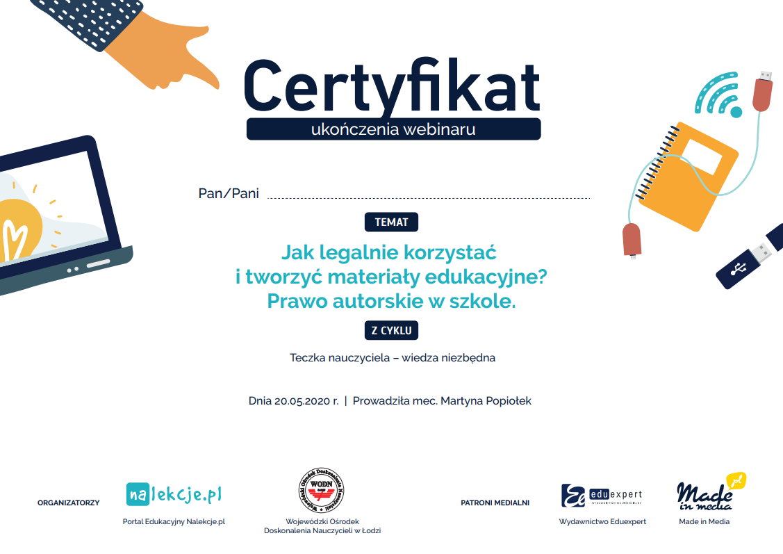 Certyfikat_Prawo autorskie w szkole_webinar